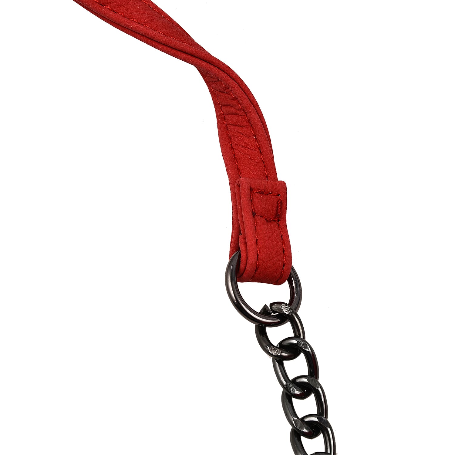 Hong Kong Closeout - Chain Trim Crossbody Bag with Shoulder Strap - Red