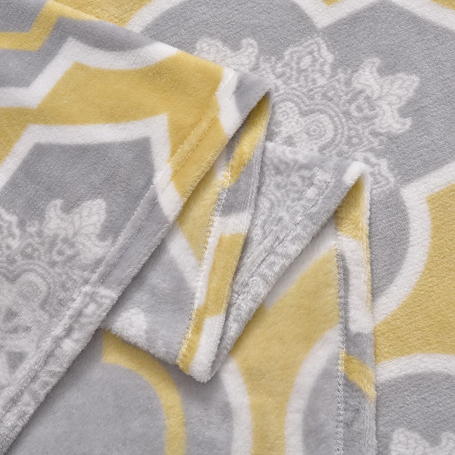 Super Soft Damask Pattern Big Size Blanket (200x150 cm) - Yellow