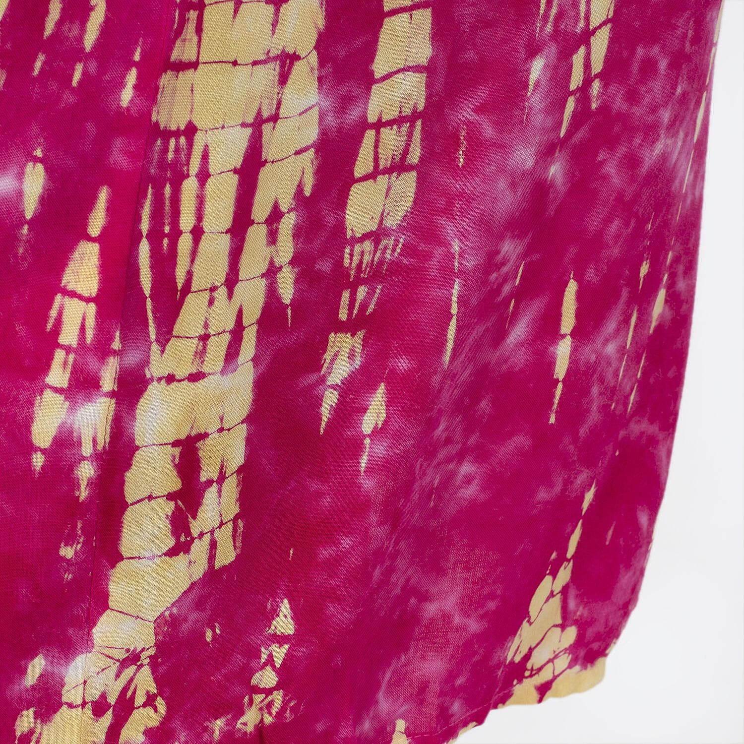 TAMSY 100% Viscose Tie Dye Kimono (One Size ) - Pink