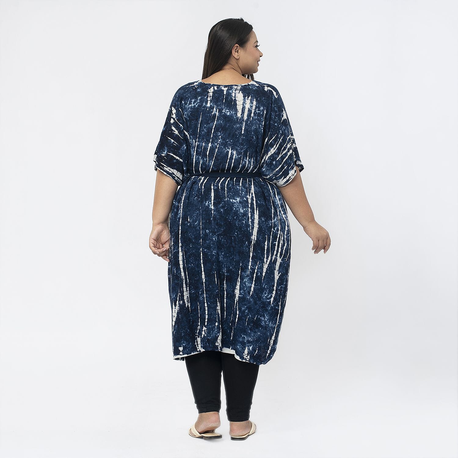 TAMSY 100% Viscose Tie Dye Kimono (One Size ) - Blue