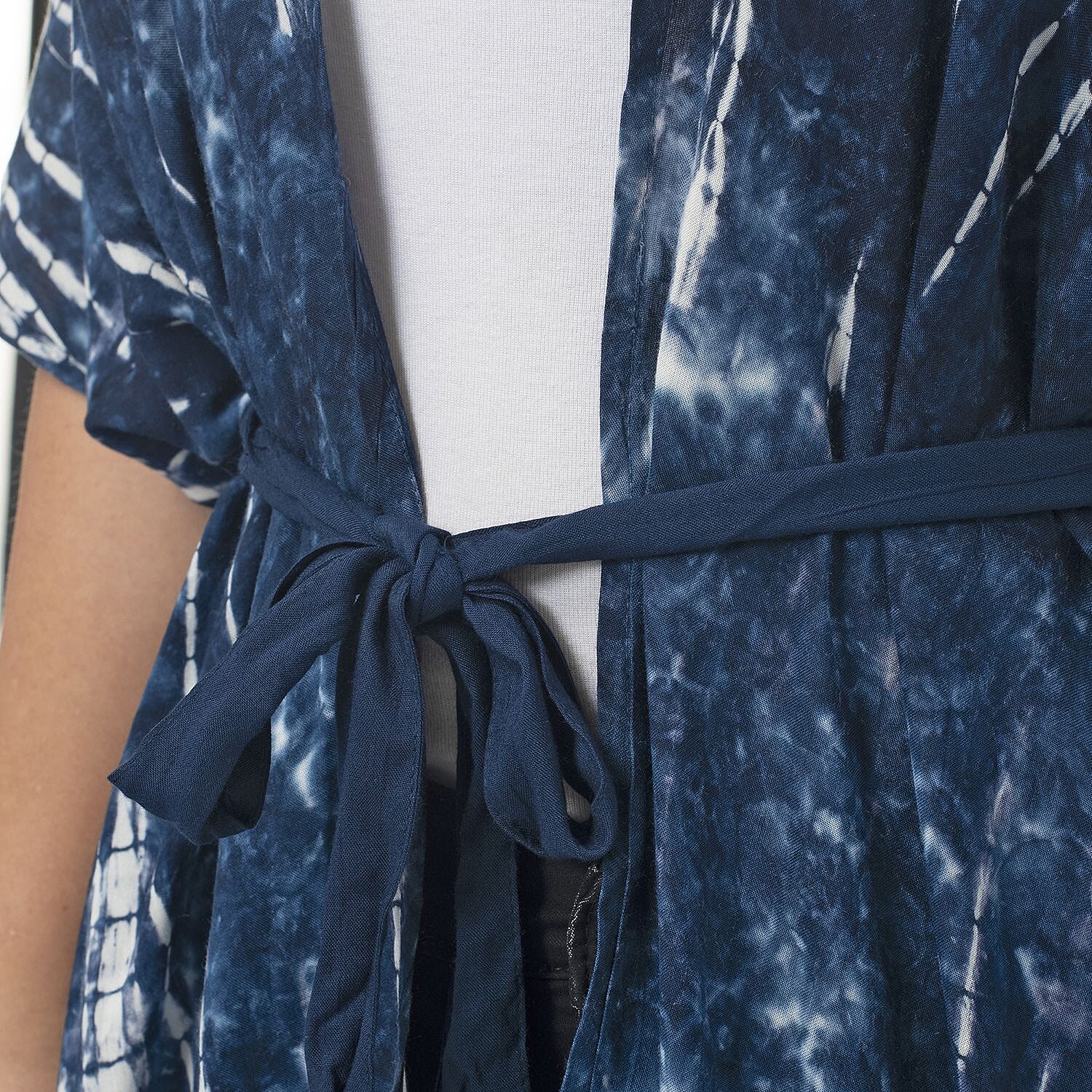 TAMSY 100% Viscose Tie Dye Kimono (One Size ) - Blue