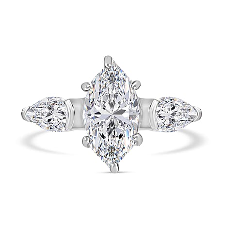 Moissanite Ring in Rhodium Overlay Sterling Silver 2.73 Ct.
