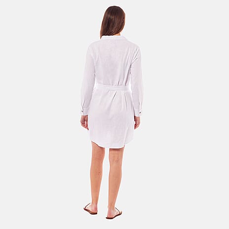 Charlotte West Ladies Three Quarter Button Shirt Dress (Size 12) - White