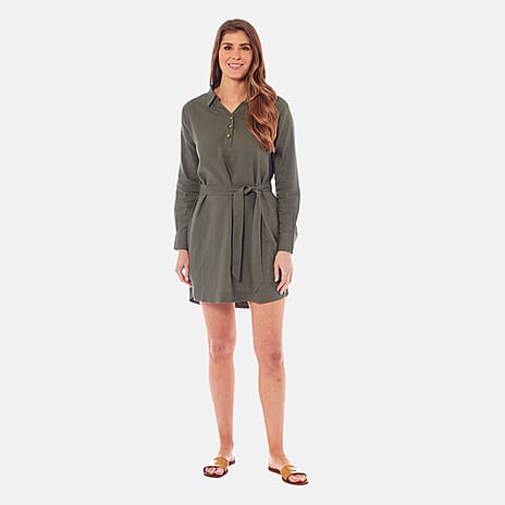 Charlotte West Ladies linen mix Tunic - Dress (Size 12) - Khaki
