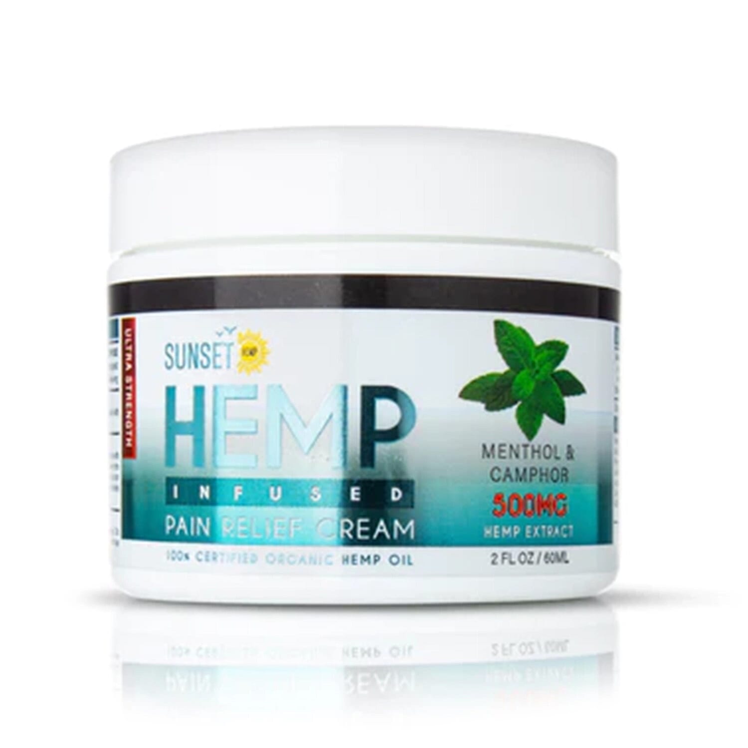 Sunset Hemp Infused Menthol & Camphor Pain Relief Cream (Set of Two, Jar - Roll-on ) - 500mg