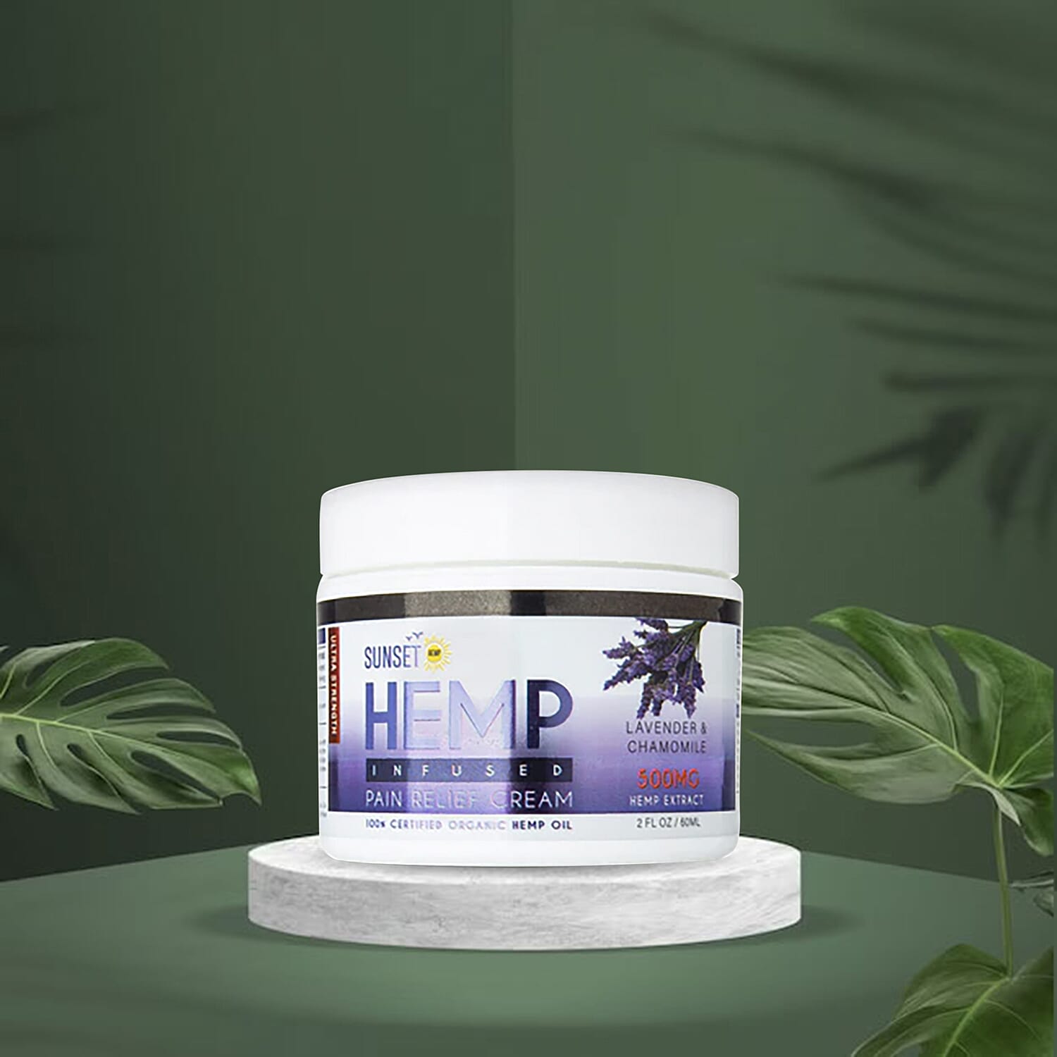 Sunset - Hemp Infused Lavender & Chamomile Pain Relief Cream 500mg (Set of Two Jars )