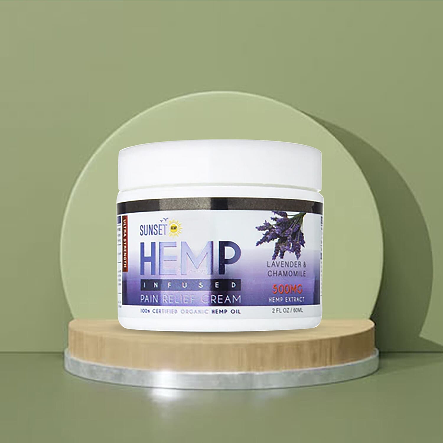 Sunset - Hemp Infused Lavender & Chamomile Pain Relief Cream 500mg (Set of Two Jars )