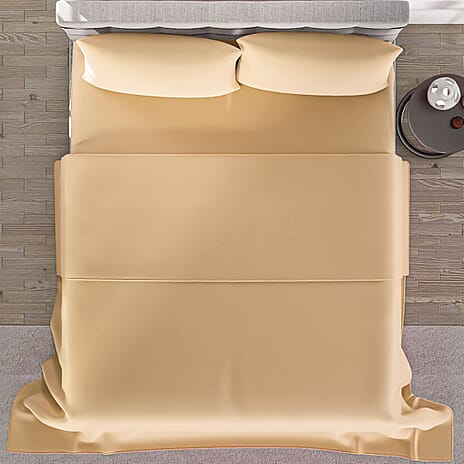 4 Piece Set - Flat - Fitted Bedsheets with 2 Pillow Cases (Double Size) - Cream