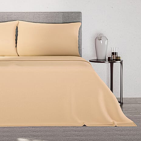 4 Piece Set - Flat - Fitted Bedsheets with 2 Pillow Cases (Double Size) - Cream