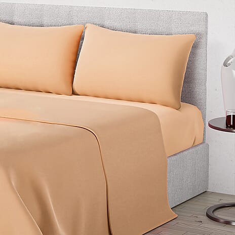 4 Piece Set - Flat & Fitted Bedsheets with 2 Pillow Cases (King Size) - Cream