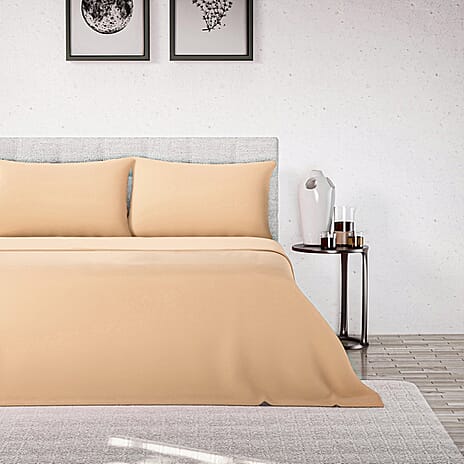 4 Piece Set - Flat & Fitted Bedsheets with 2 Pillow Cases (King Size) - Cream