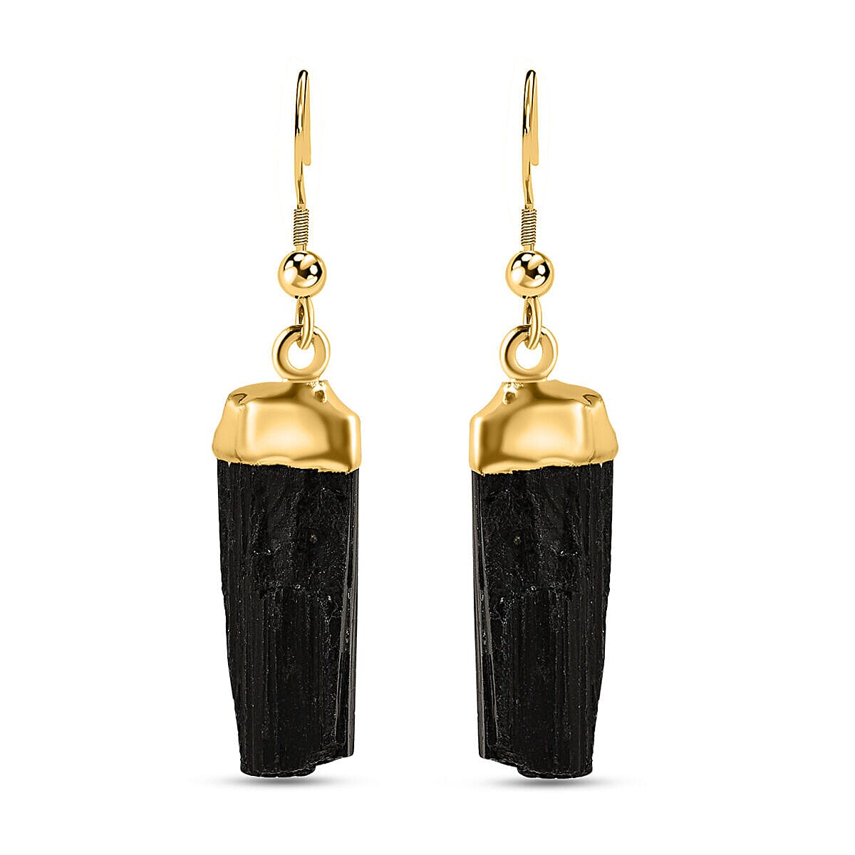 Black Tourmaline Earrings in Gold Tone 16.00 Ct