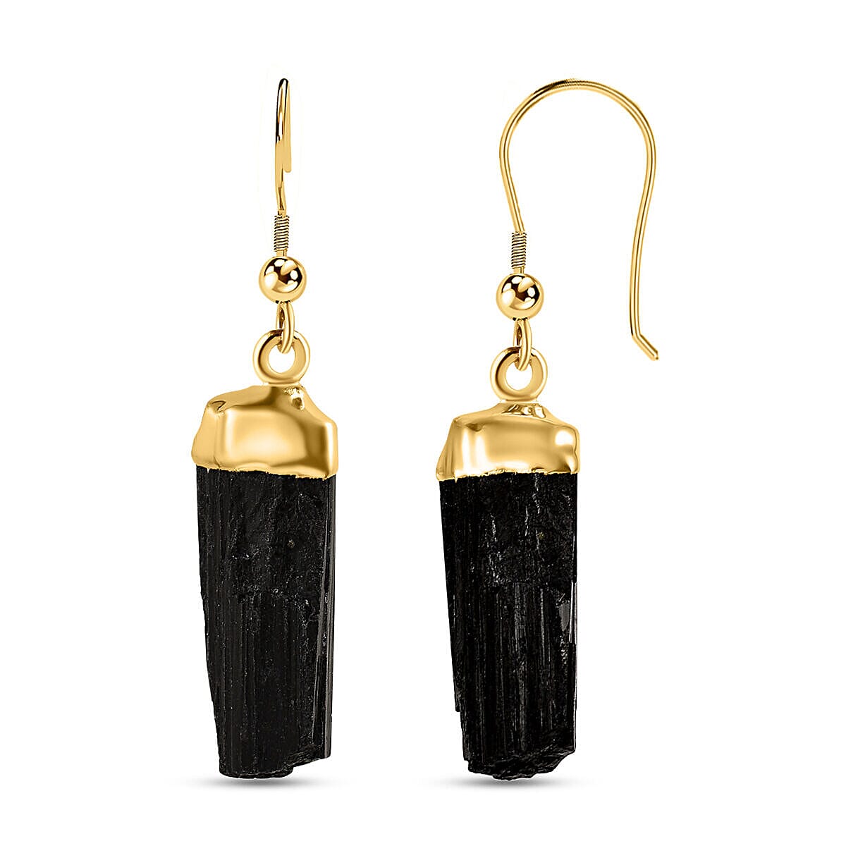 Black Tourmaline Earrings in Gold Tone 16.00 Ct