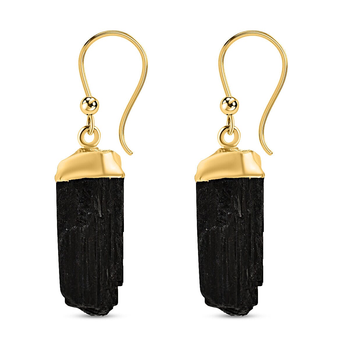 Black Tourmaline Earrings in Gold Tone 16.00 Ct