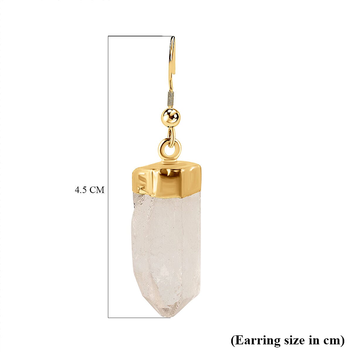 White Quartz Earrings in Gold Tone 18.00 Ct