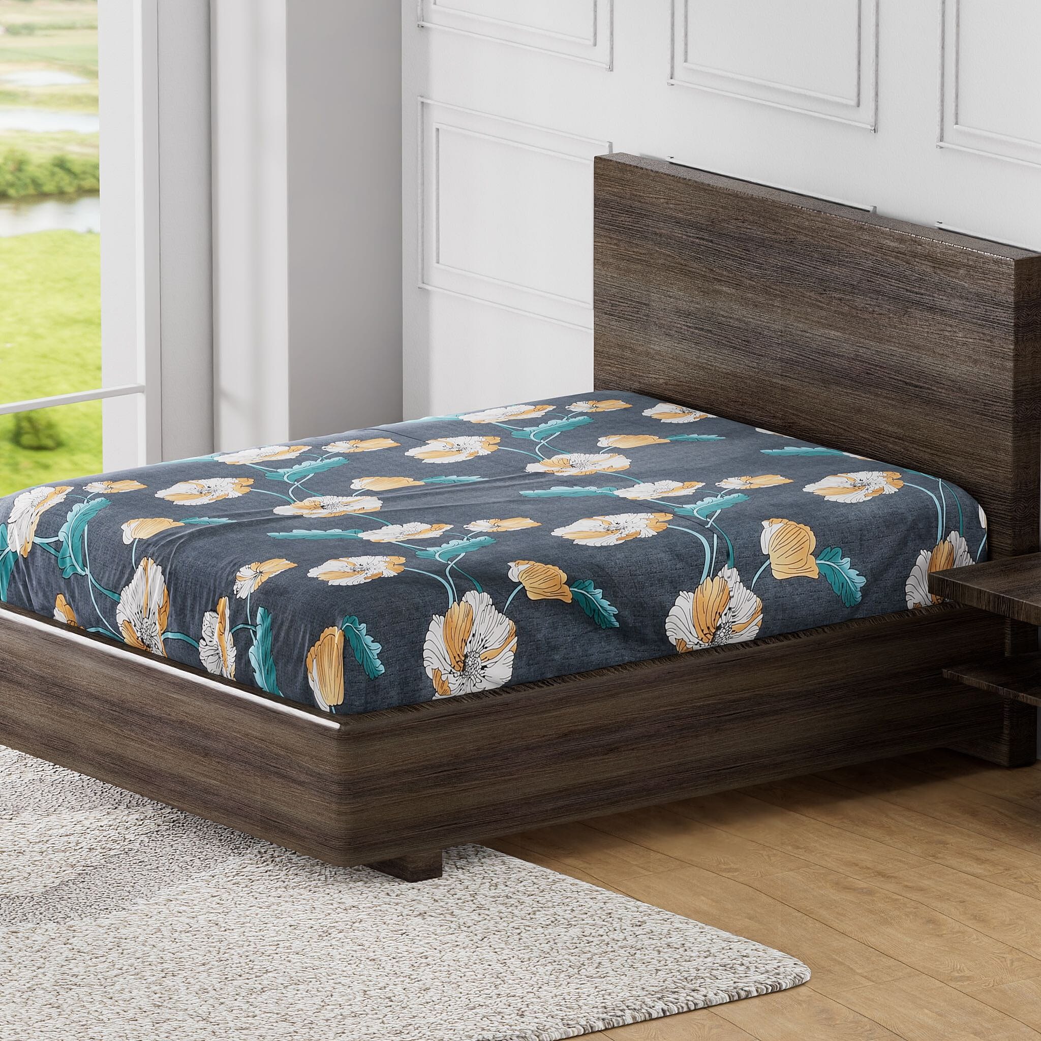 Cotton Solid Sheet (Size 200x1 cm) - Blue & Blue