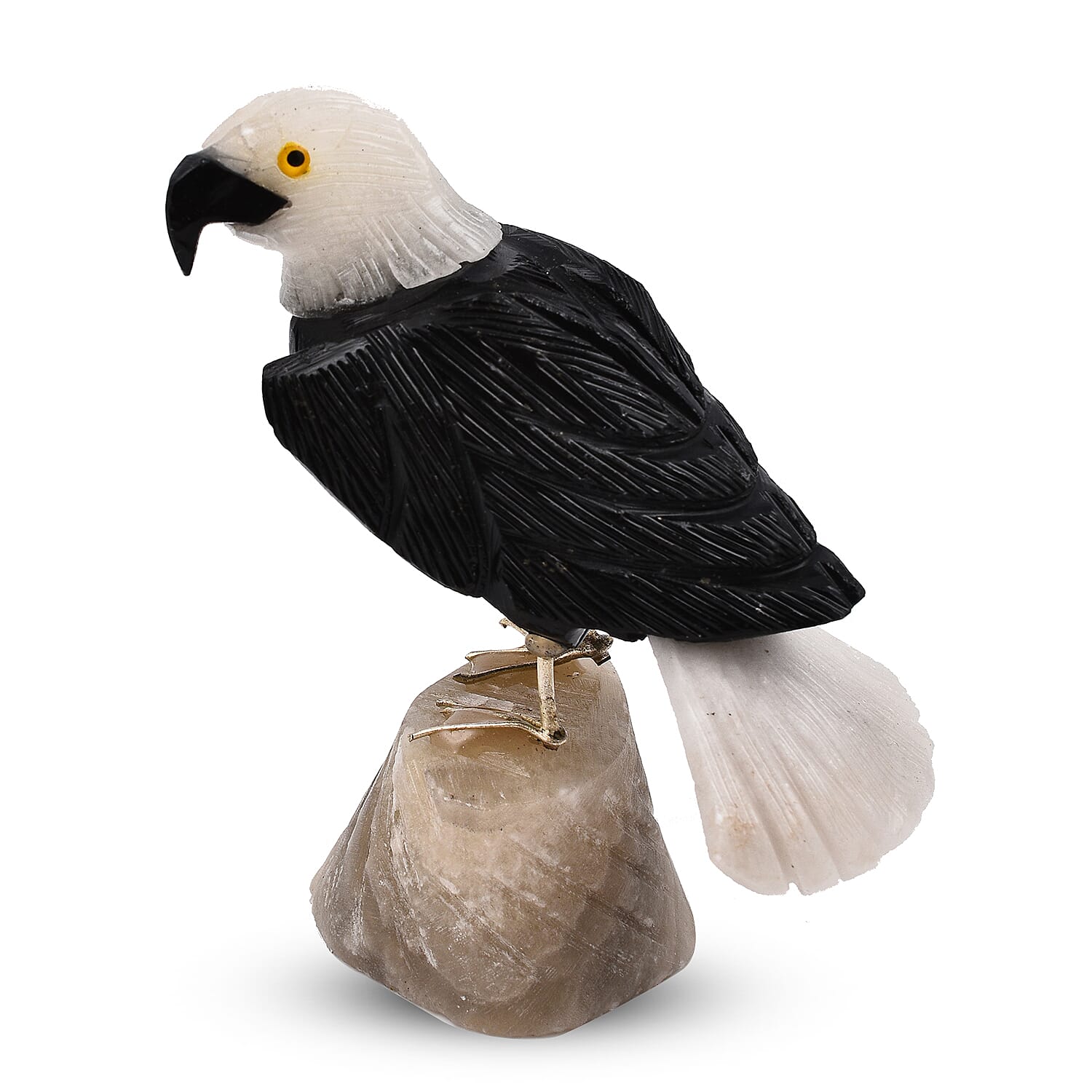Tucson Find - Gem Decor Eagle Bird Figurine (Length 4 cm, Height - 9.5 Cm) - Black