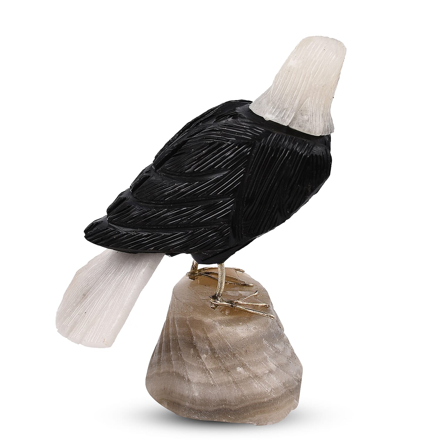 Tucson Find - Gem Decor Eagle Bird Figurine (Length 4 cm, Height - 9.5 Cm) - Black