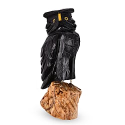 Tucson Find -- Gem Decor Owl Figurine (Length 3.5 cm, Height - 10 Cm) - Black