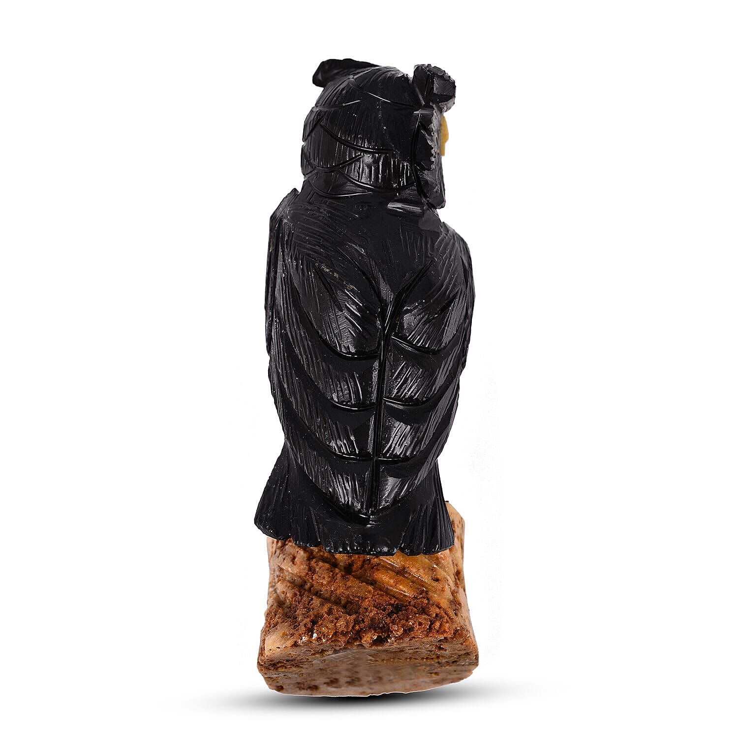 Tucson Find -- Gem Decor Owl Figurine (Length 3.5 cm, Height - 10 Cm) - Black