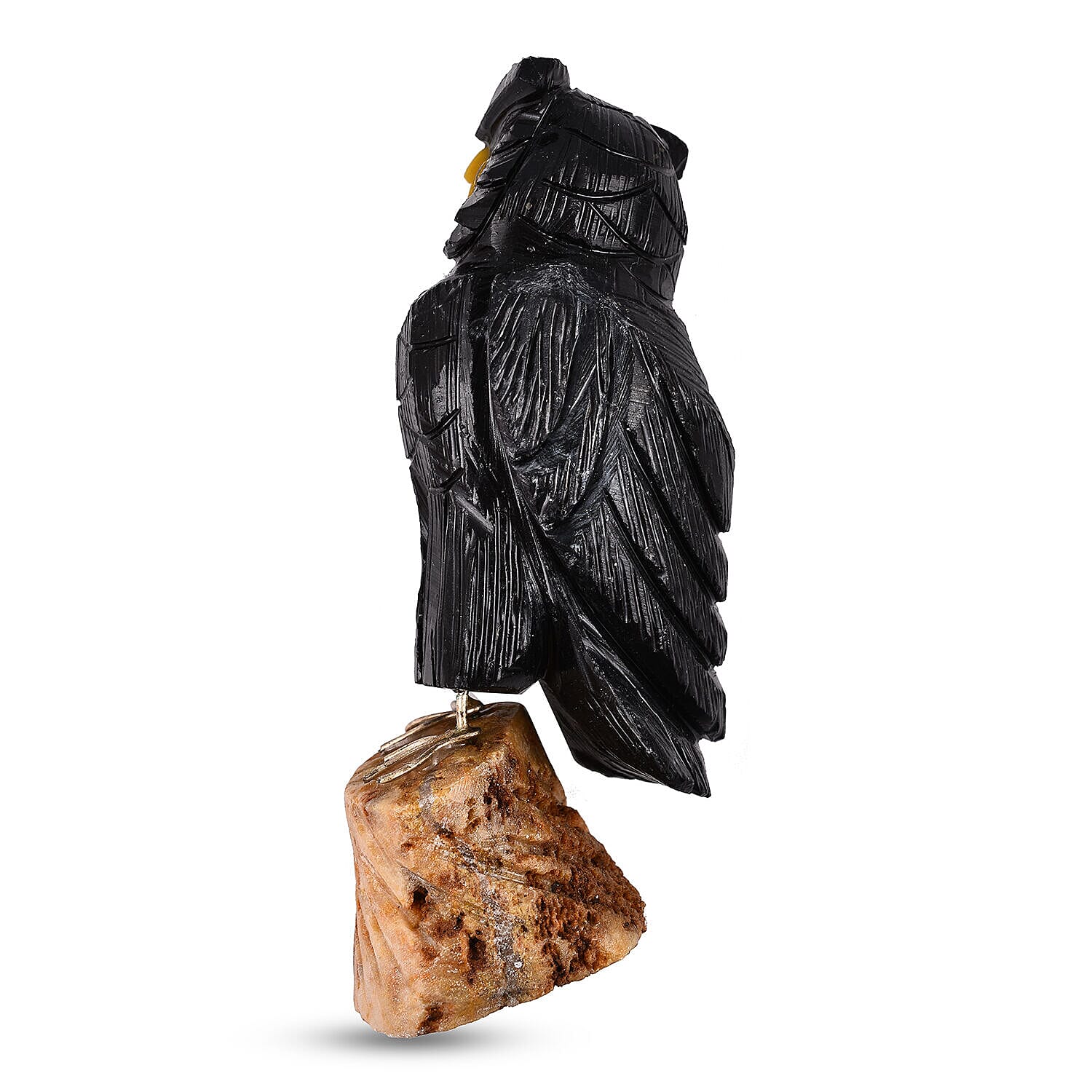 Tucson Find -- Gem Decor Owl Figurine (Length 3.5 cm, Height - 10 Cm) - Black