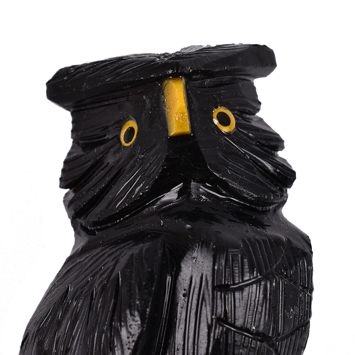 Tucson Find -- Gem Decor Owl Figurine (Length 3.5 cm, Height - 10 Cm) - Black