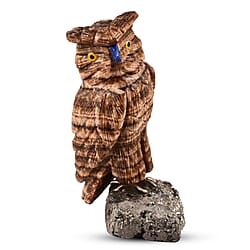 Tucson Find -- Gem Decor Owl Figurine (Length 3.5 cm, Height - 10 Cm) - Black