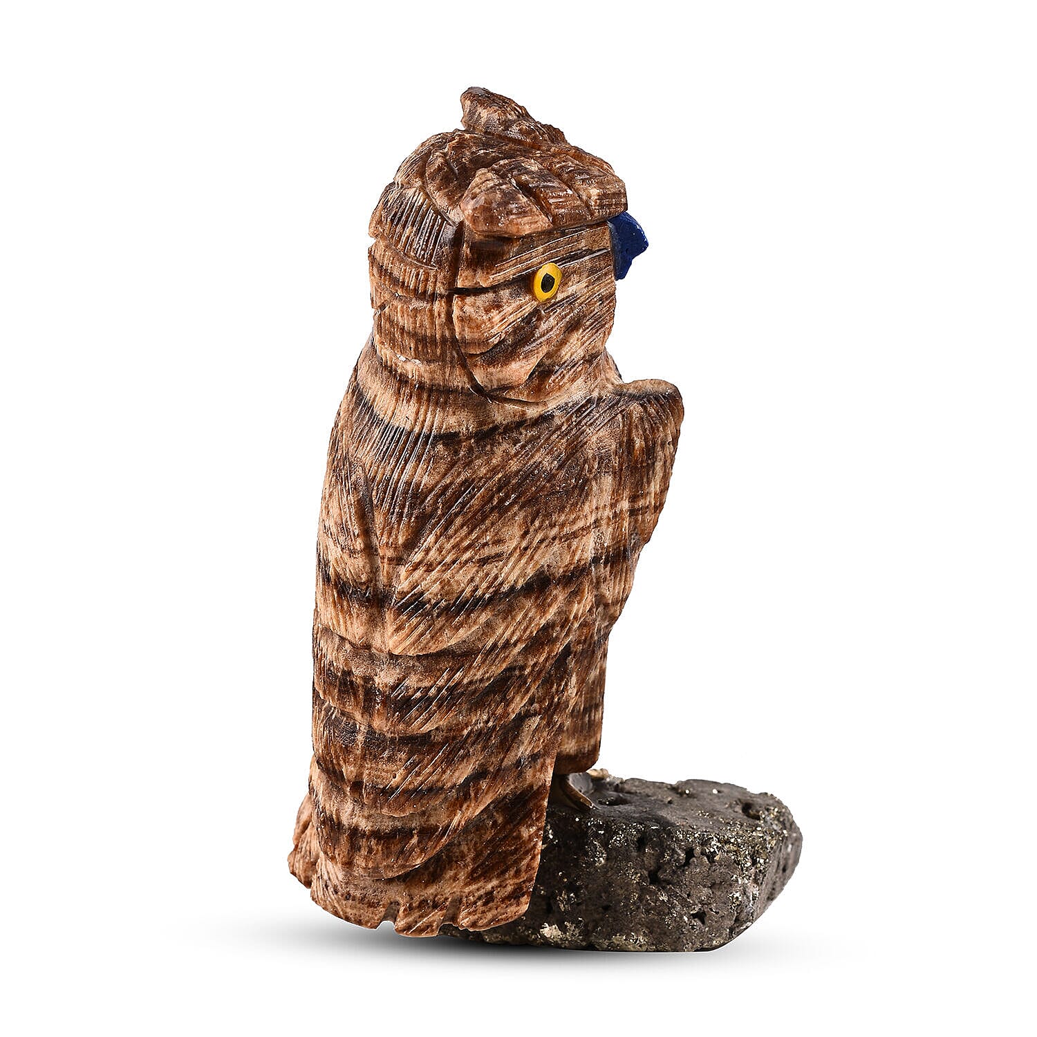 Tucson Find -- Gem Decor Owl Figurine (Length 3.5 cm, Height - 10 Cm) - Brown