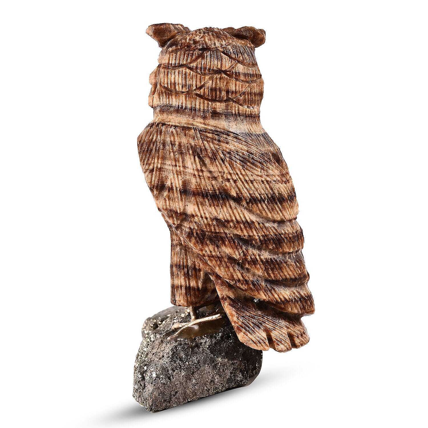 Tucson Find -- Gem Decor Owl Figurine (Length 3.5 cm, Height - 10 Cm) - Brown