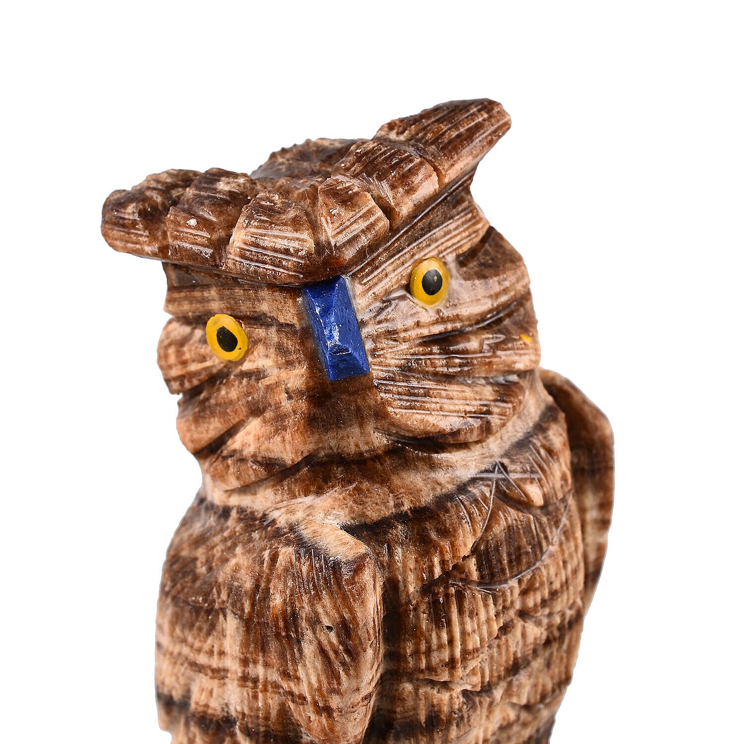 Tucson Find -- Gem Decor Owl Figurine (Length 3.5 cm, Height - 10 Cm) - Brown
