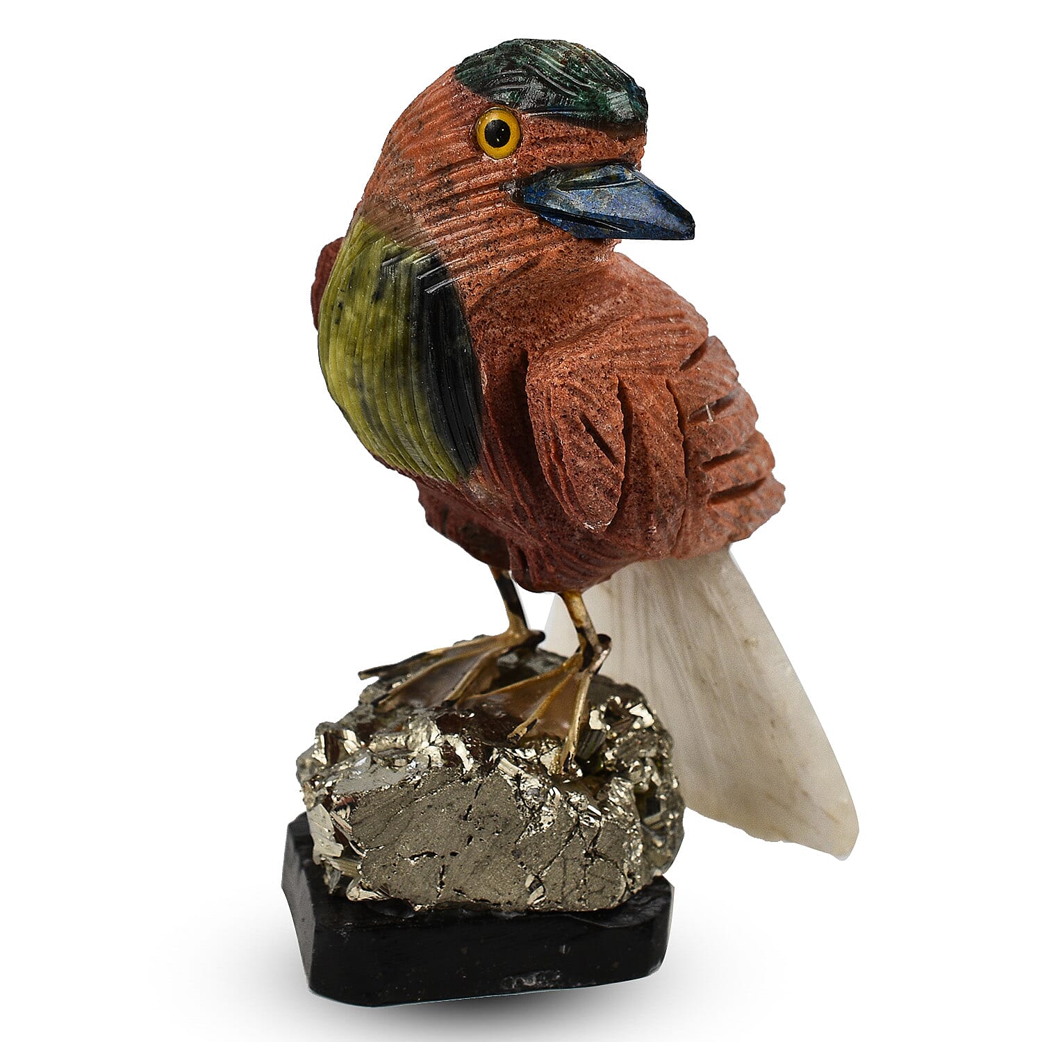 Tucson Find -- Gem Decor Sparrow Figurine (Length 4.5 cm, Height - 9 Cm) - Brown