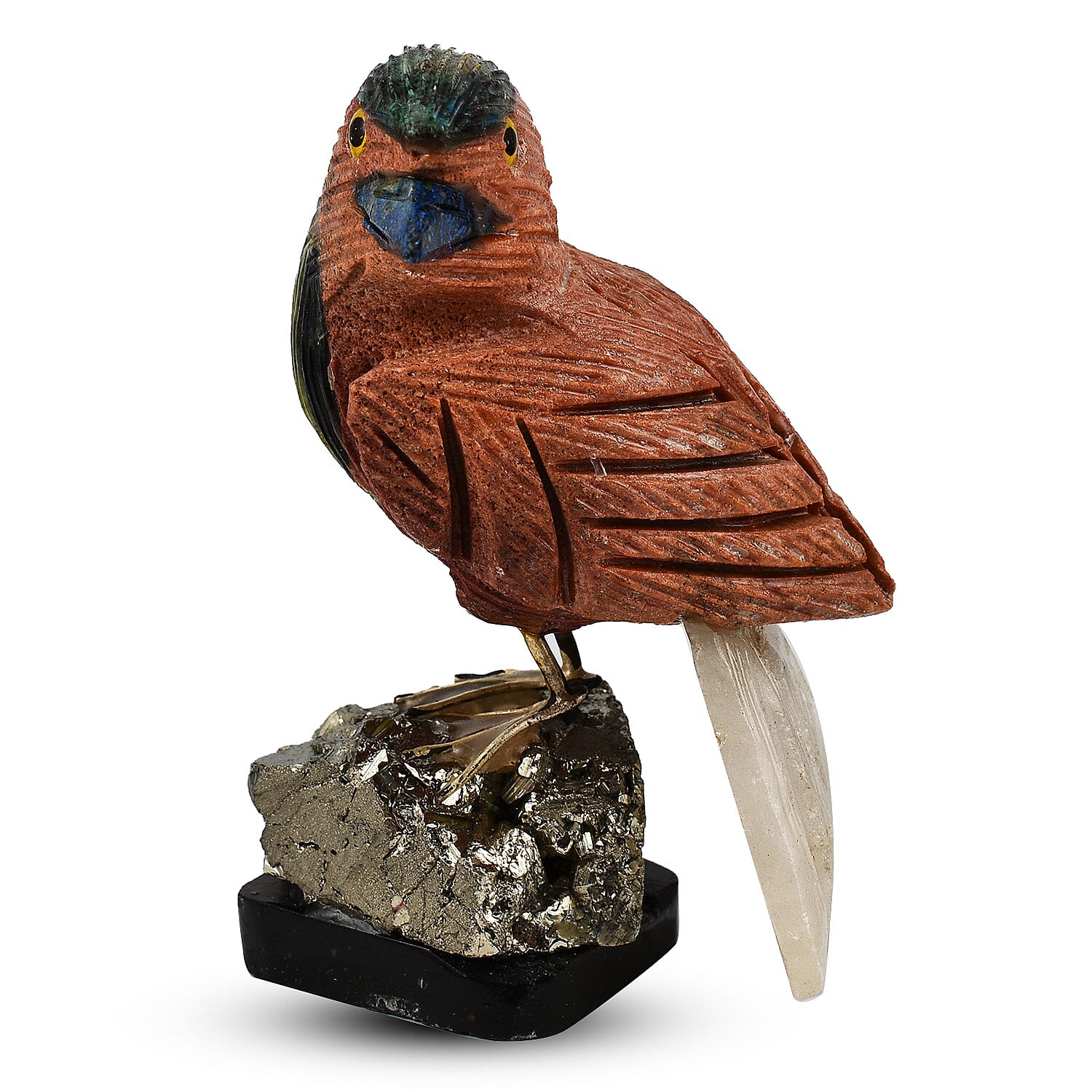 Tucson Find -- Gem Decor Sparrow Figurine (Length 4.5 cm, Height - 9 Cm) - Brown