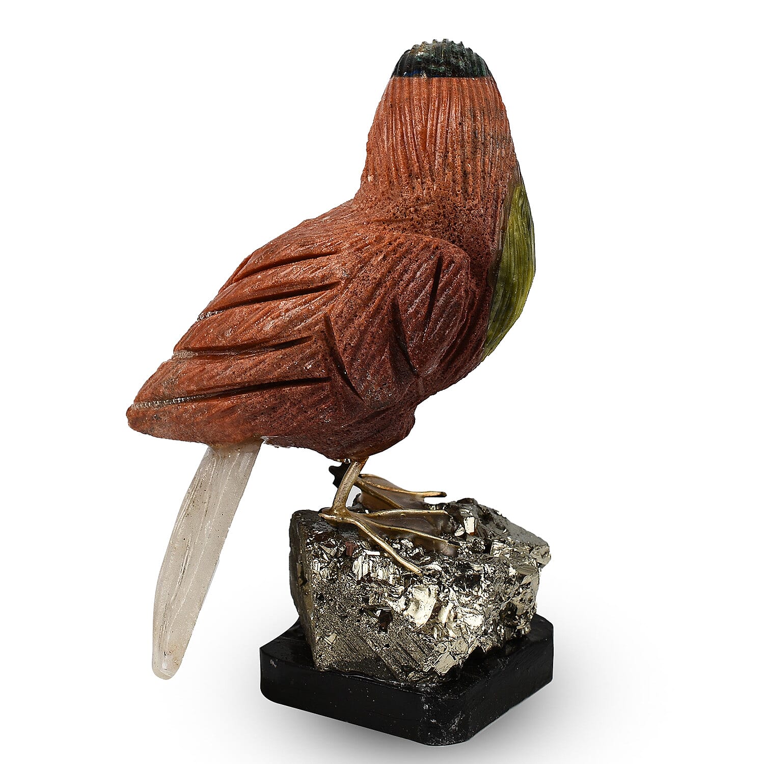 Tucson Find -- Gem Decor Sparrow Figurine (Length 4.5 cm, Height - 9 Cm) - Brown