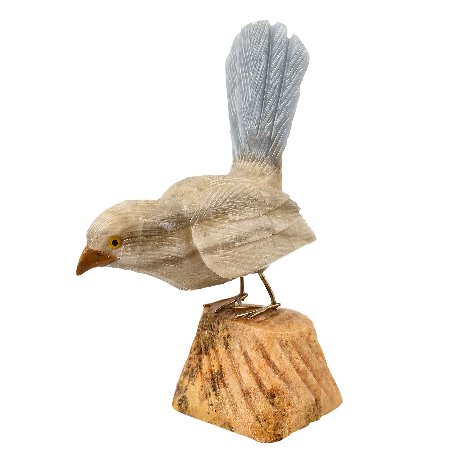 Tucson Find -- Gem Decor Sparrow Figurine (Length 4.5 cm, Height - 9 Cm) - Grey