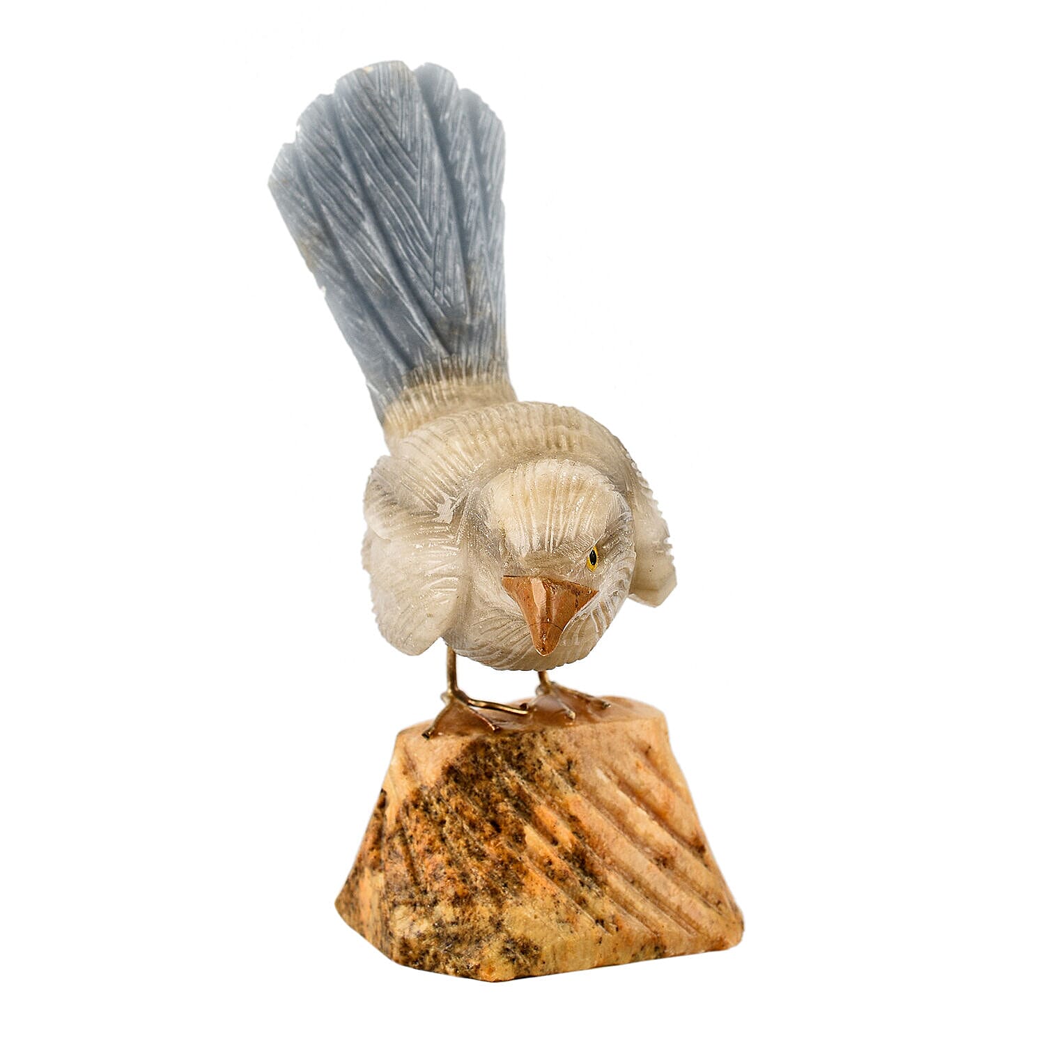 Tucson Find -- Gem Decor Sparrow Figurine (Length 4.5 cm, Height - 9 Cm) - Grey