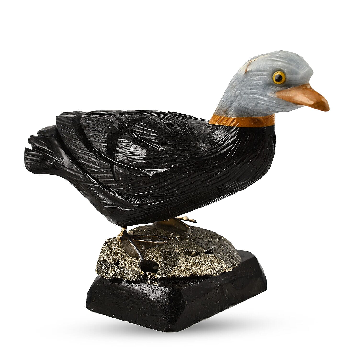 Tucson Find -- Gem Decor Duck Figurine (Length 4.5 cm, Height - 8.5 Cm) - Black