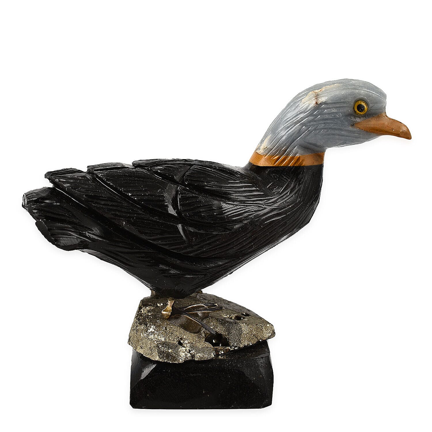 Tucson Find -- Gem Decor Duck Figurine (Length 4.5 cm, Height - 8.5 Cm) - Black