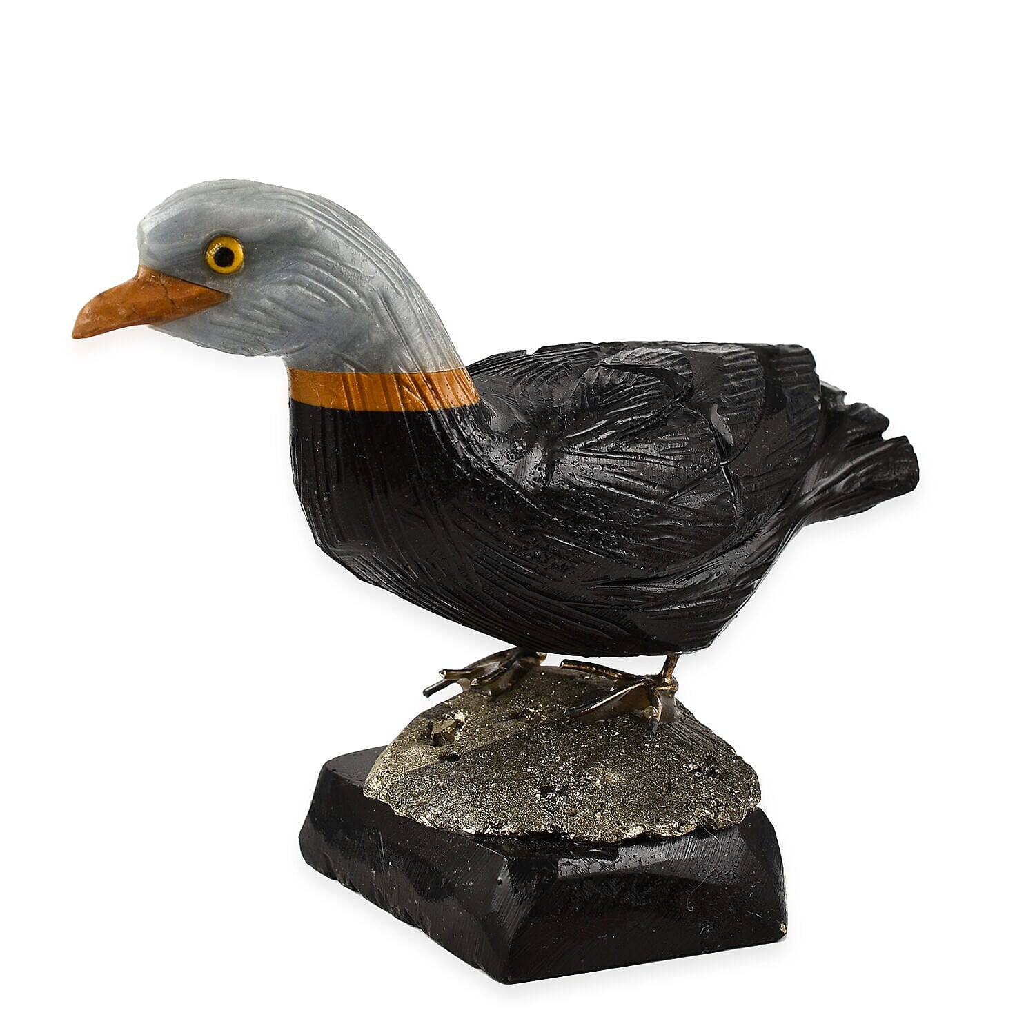 Tucson Find -- Gem Decor Duck Figurine (Length 4.5 cm, Height - 8.5 Cm) - Black