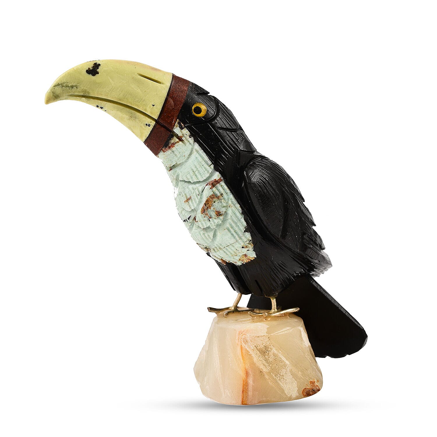 Tucson Find -- Gem Decor Toucan Figurine (Length 4.5 cm, Height - 9.9 Cm) - Black