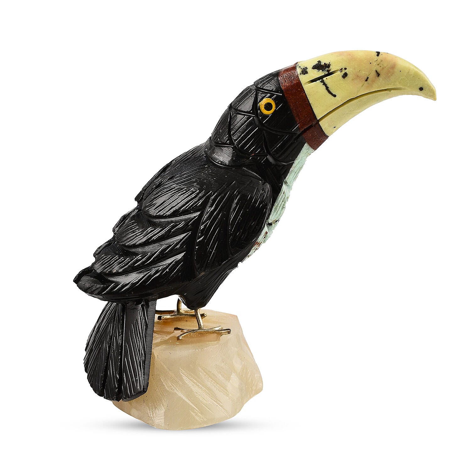 Tucson Find -- Gem Decor Toucan Figurine (Length 4.5 cm, Height - 9.9 Cm) - Black
