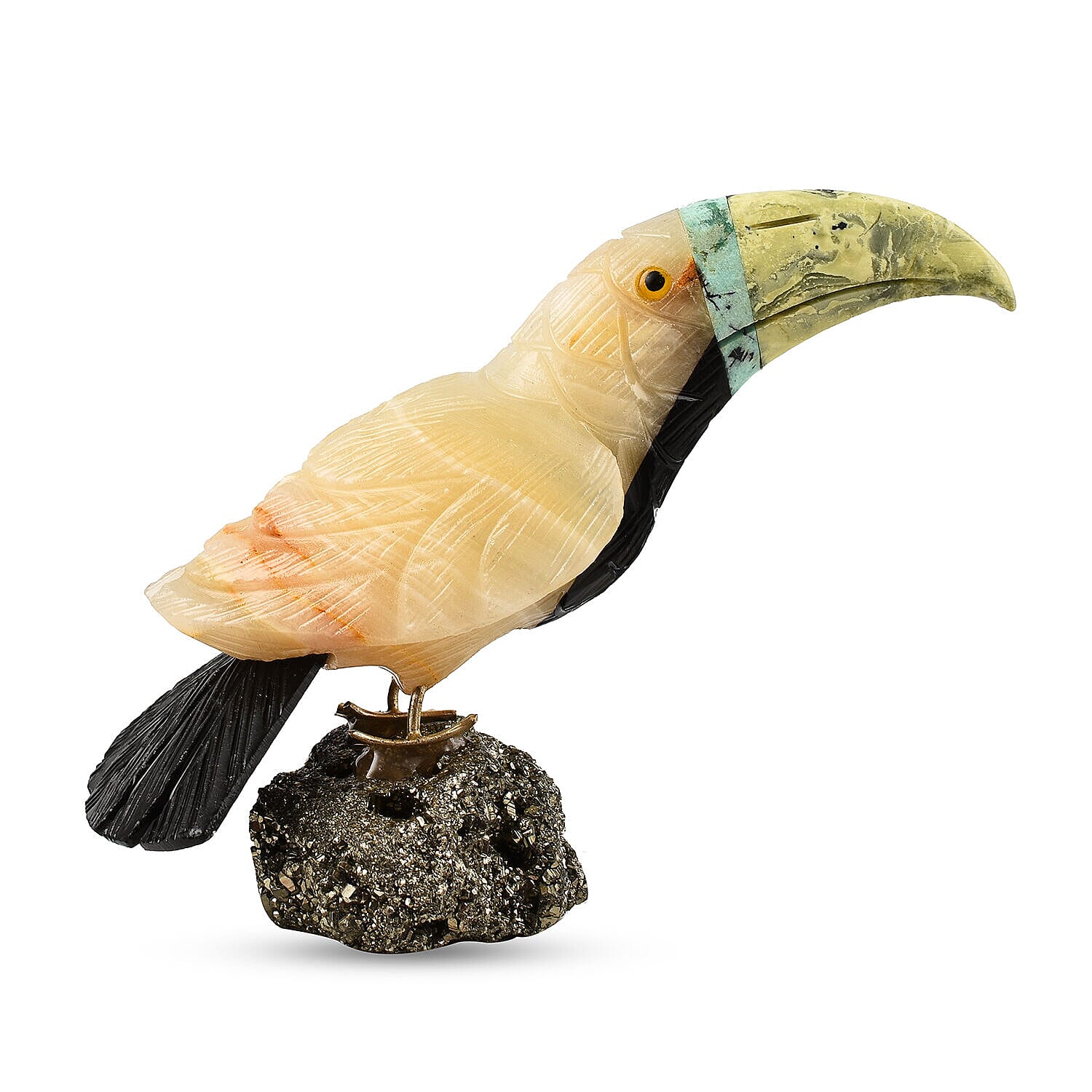 Tucson Find -- Gem Decor Toucan Figurine (Length 4 cm, Height - 12 Cm) - Cream