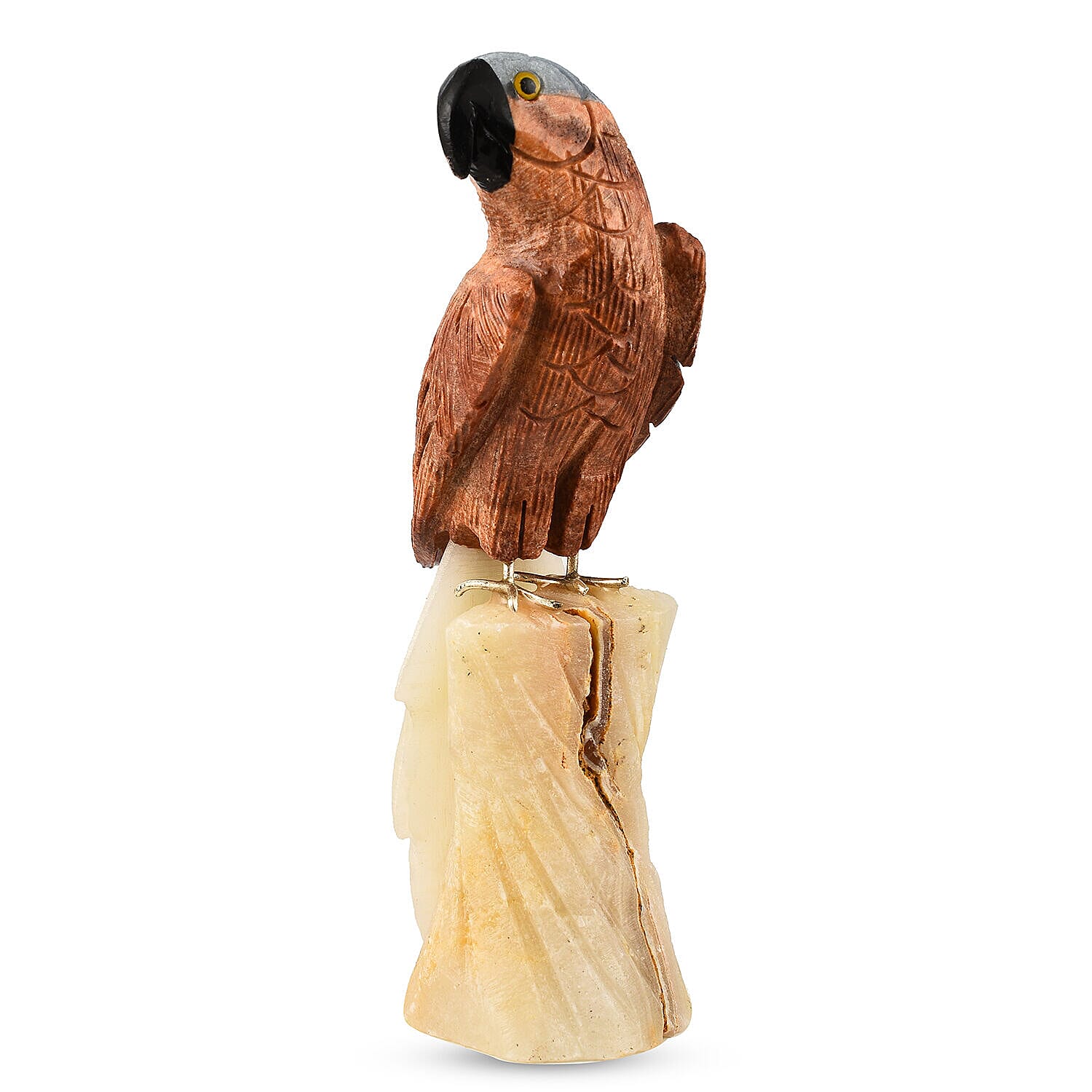 Tucson Find - Gem Decor Parrot Figurine (Length 4 cm, Height - 12 Cm) - Brown