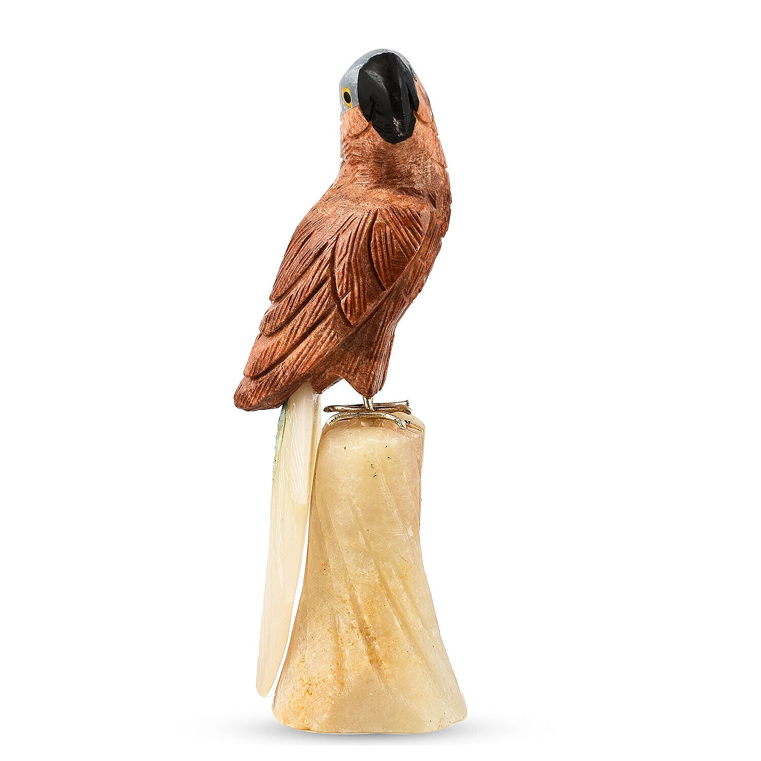 Tucson Find - Gem Decor Parrot Figurine (Length 4 cm, Height - 12 Cm) - Brown