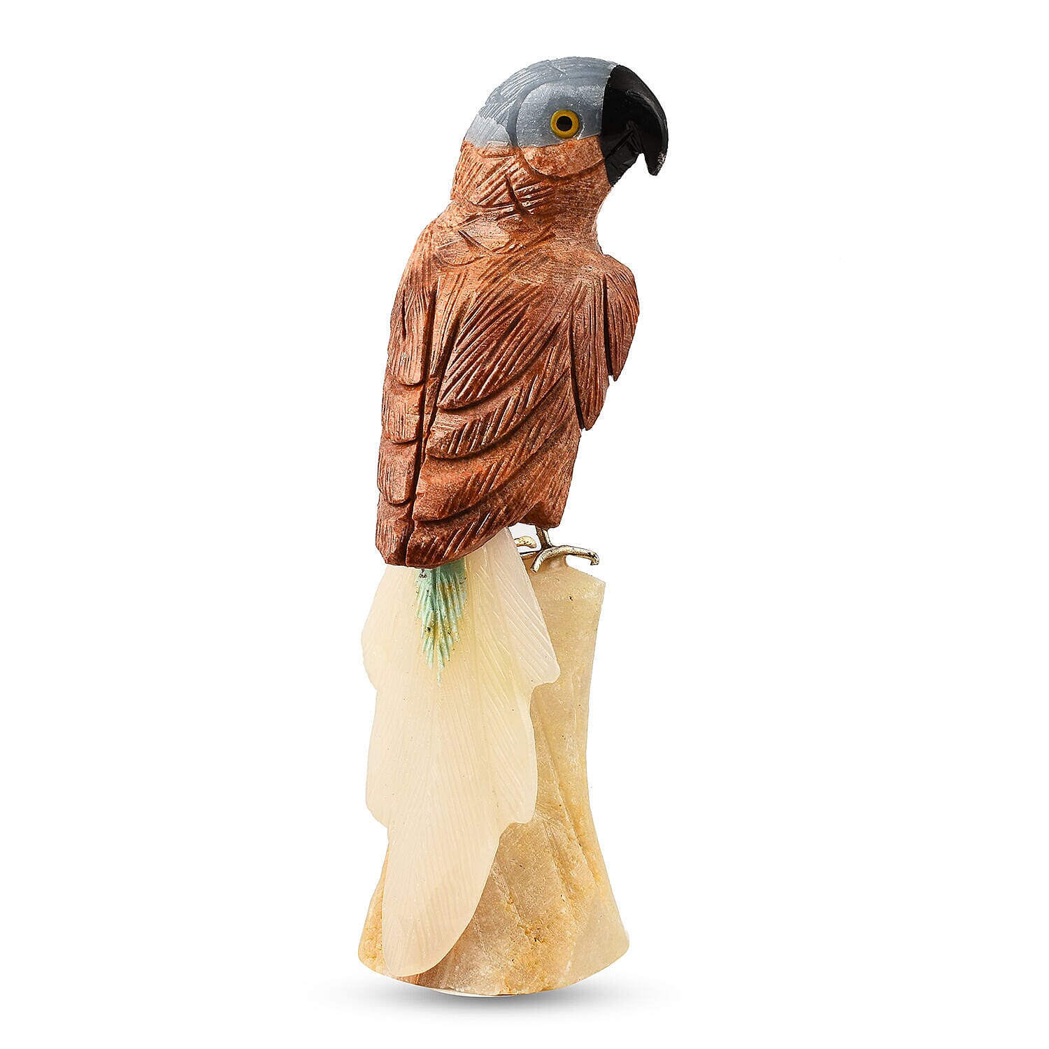 Tucson Find - Gem Decor Parrot Figurine (Length 4 cm, Height - 12 Cm) - Brown