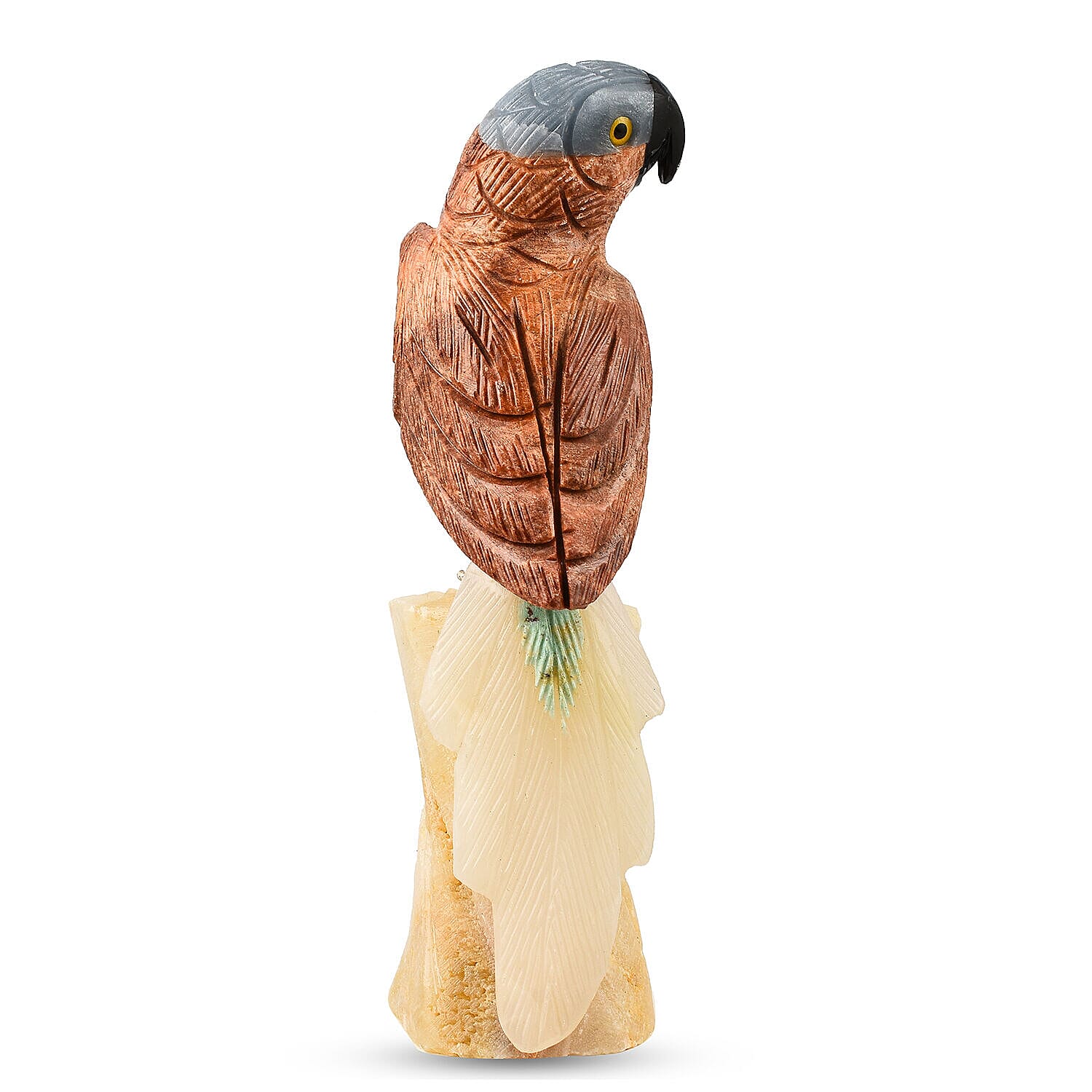 Tucson Find - Gem Decor Parrot Figurine (Length 4 cm, Height - 12 Cm) - Brown