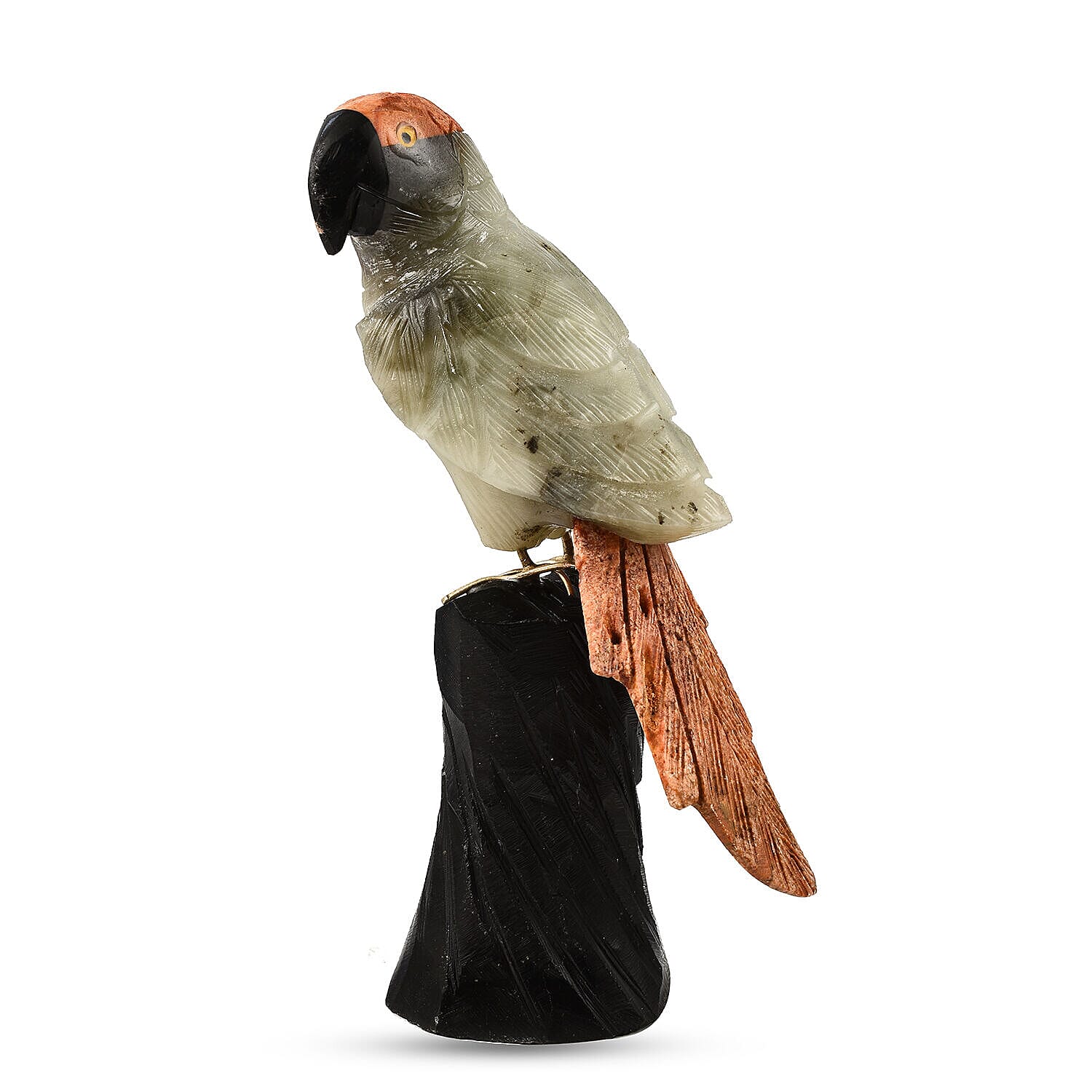 Tucson Find -- Gem Decor Parrot Figurine (Length 4 cm, Height - 12 Cm) - Grey