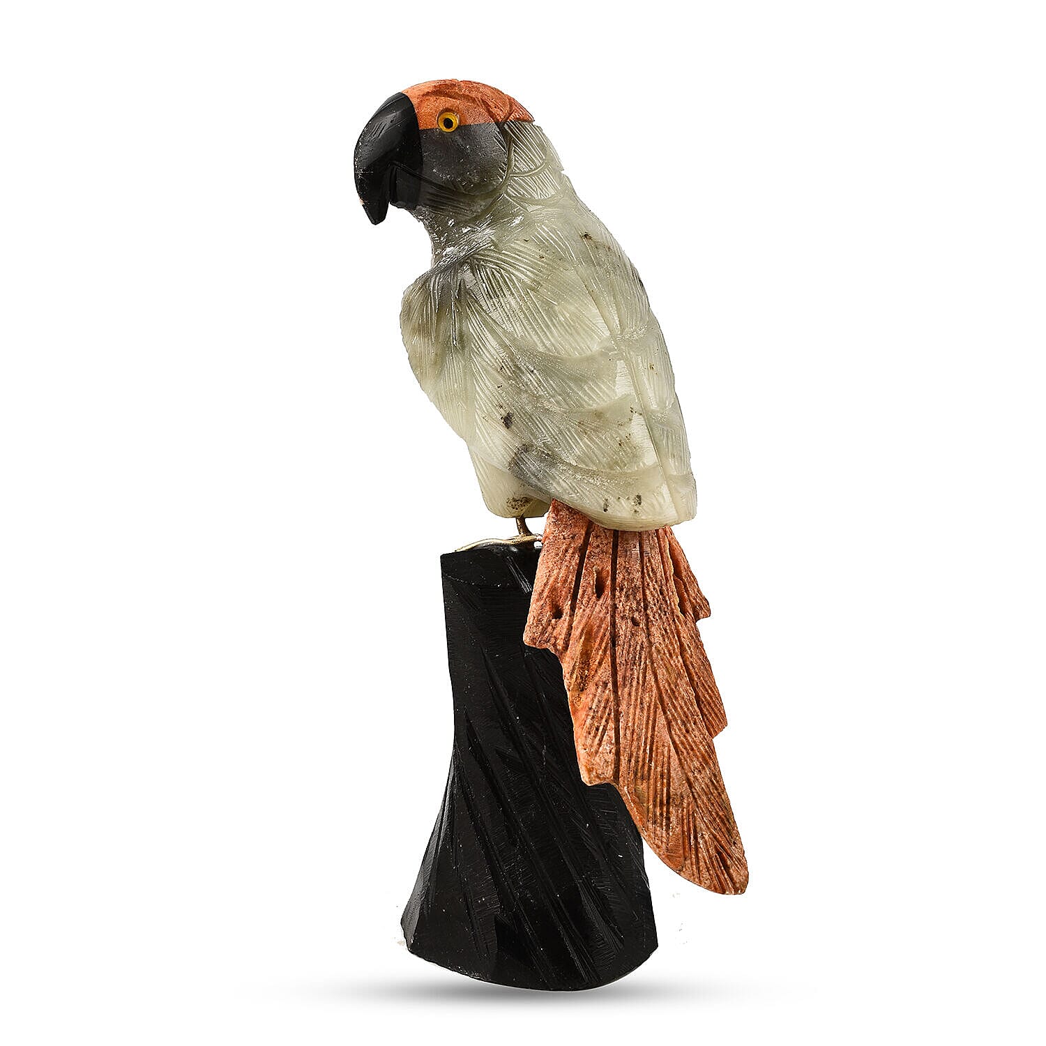 Tucson Find -- Gem Decor Parrot Figurine (Length 4 cm, Height - 12 Cm) - Grey