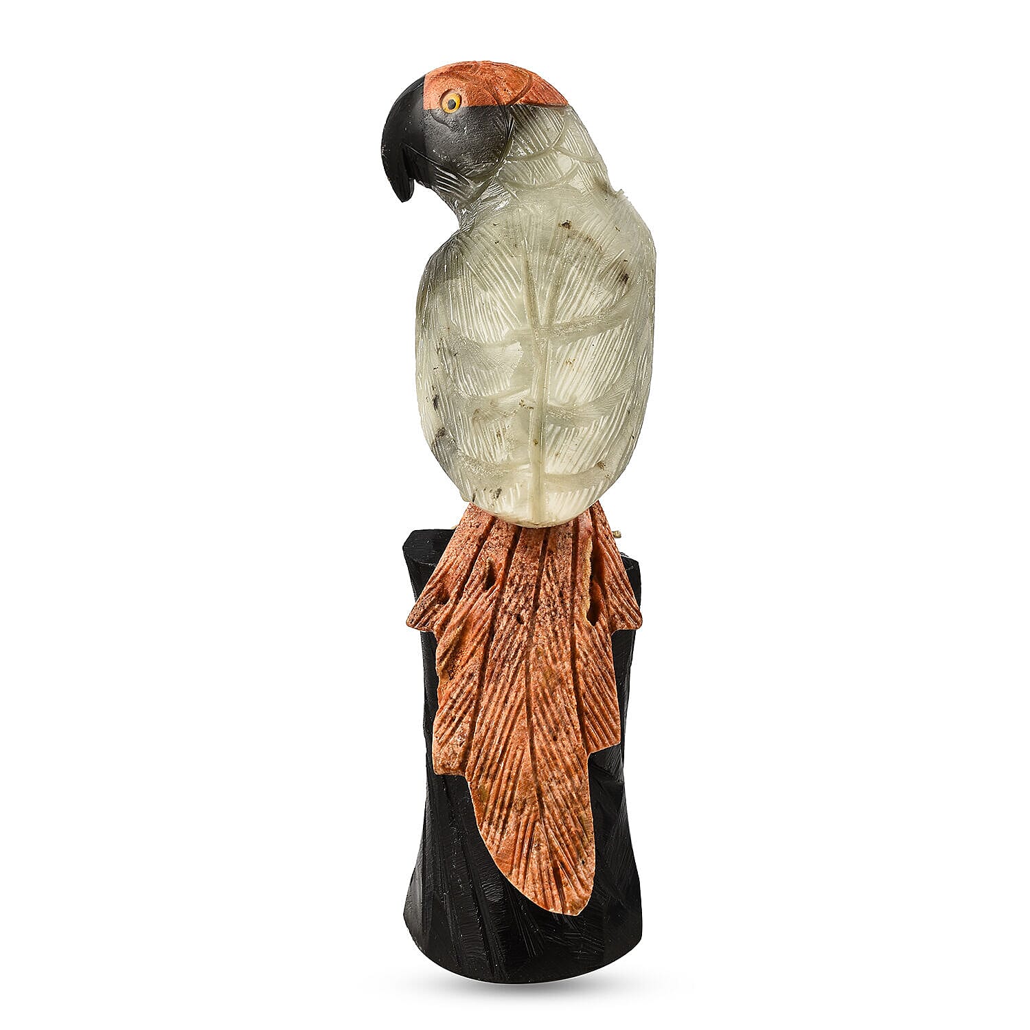 Tucson Find -- Gem Decor Parrot Figurine (Length 4 cm, Height - 12 Cm) - Grey