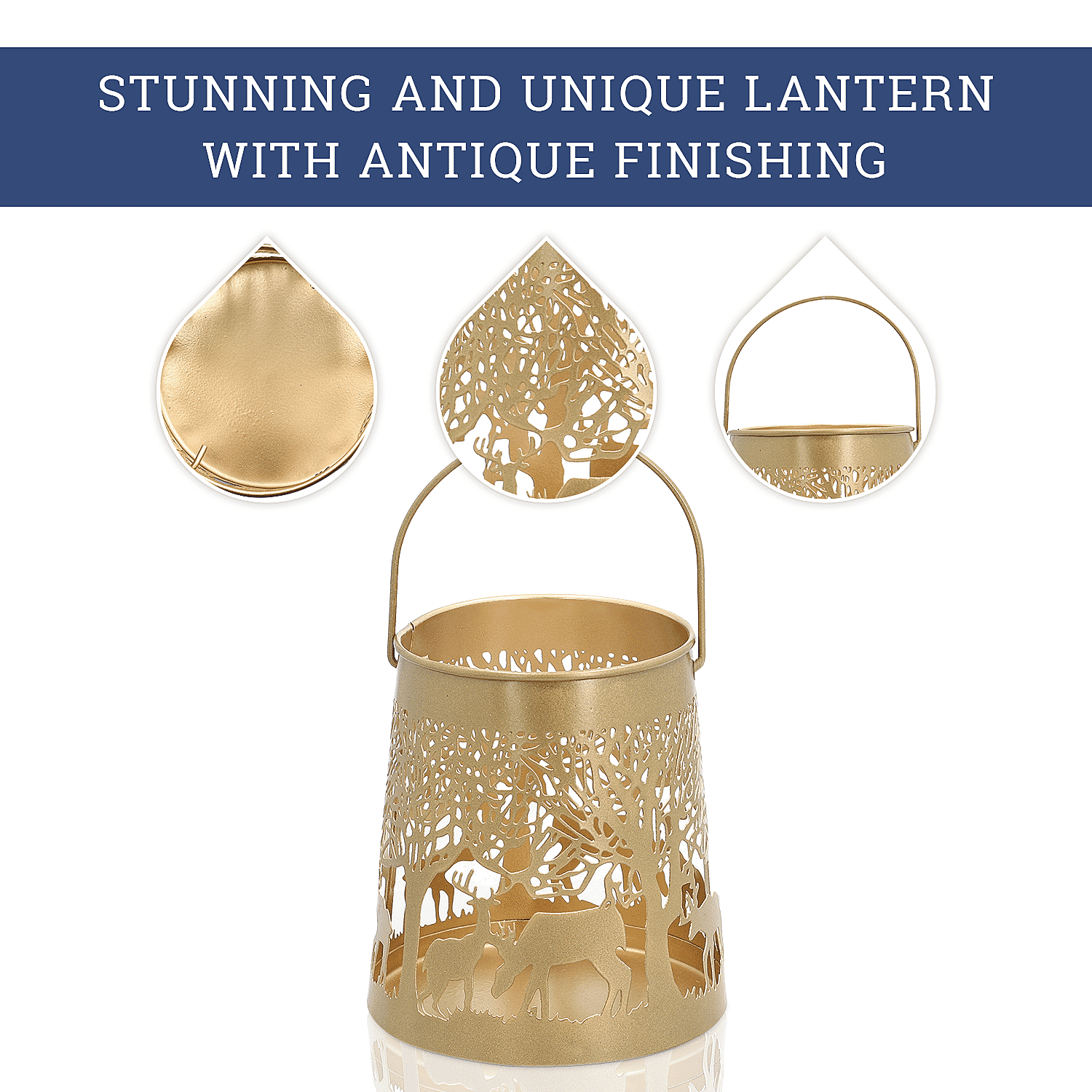 Hanging Decoration (Size 15x15x13 cm) - Gold & Black