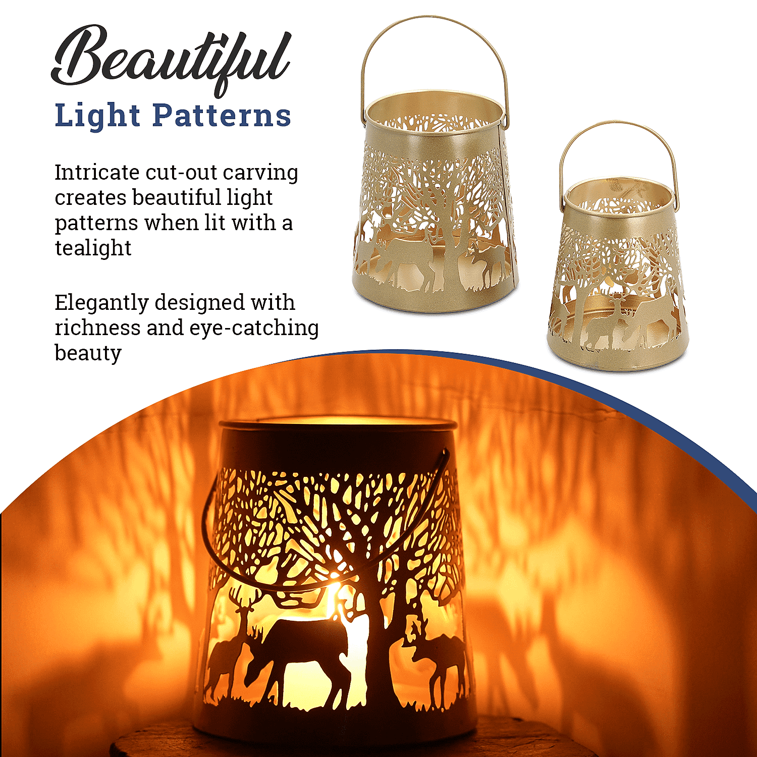 Hanging Decoration (Size 15x15x13 cm) - Gold & Black